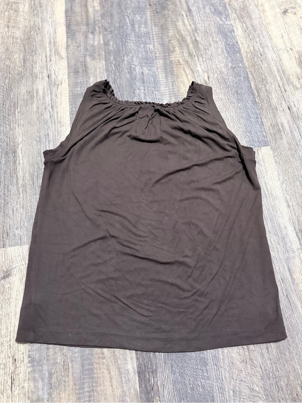 Evie Ruffle Neck Brown Top - Picture 3 of 4